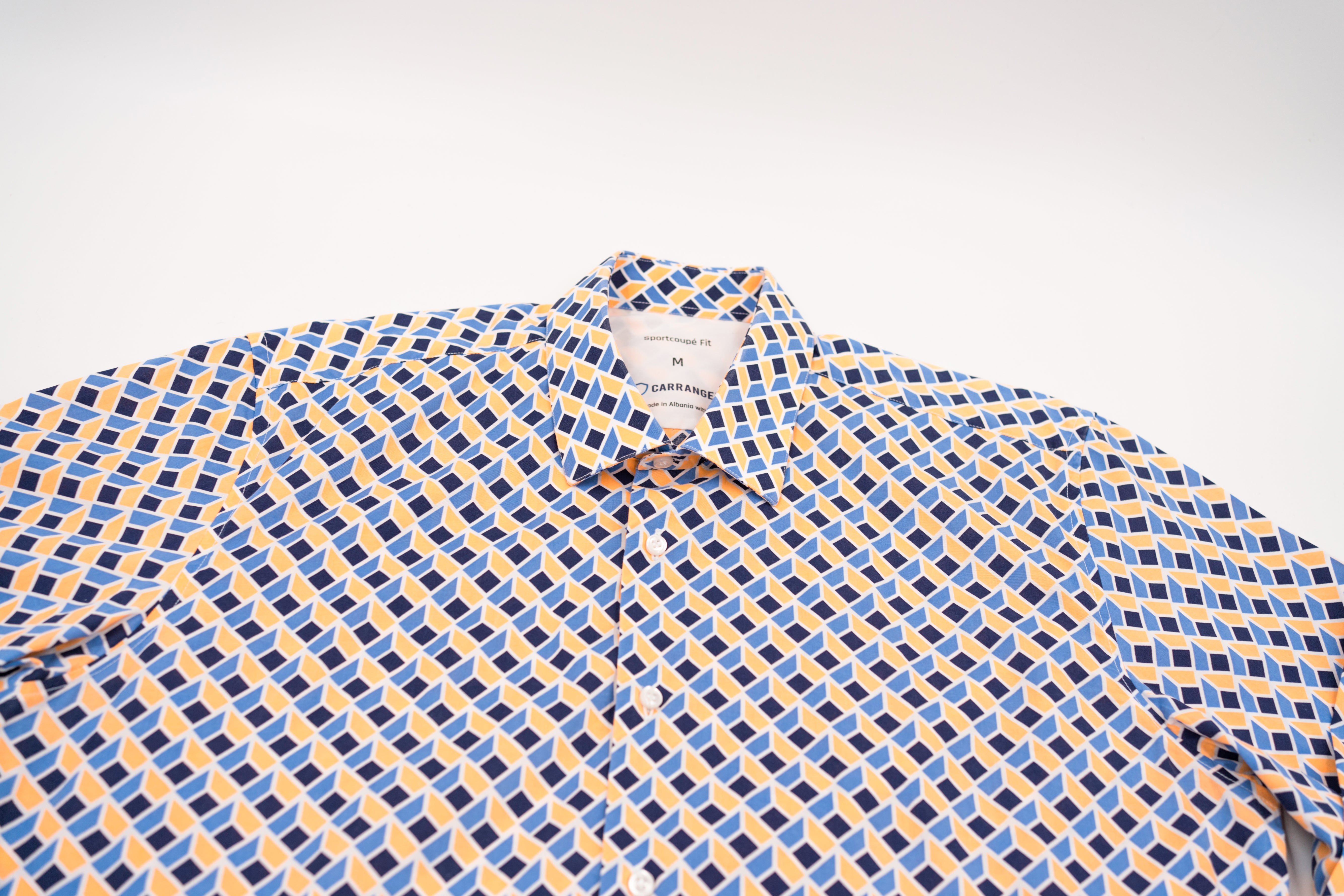 CarRanger Herrenhemd ausgefallen bunt - Quader Orange Blau