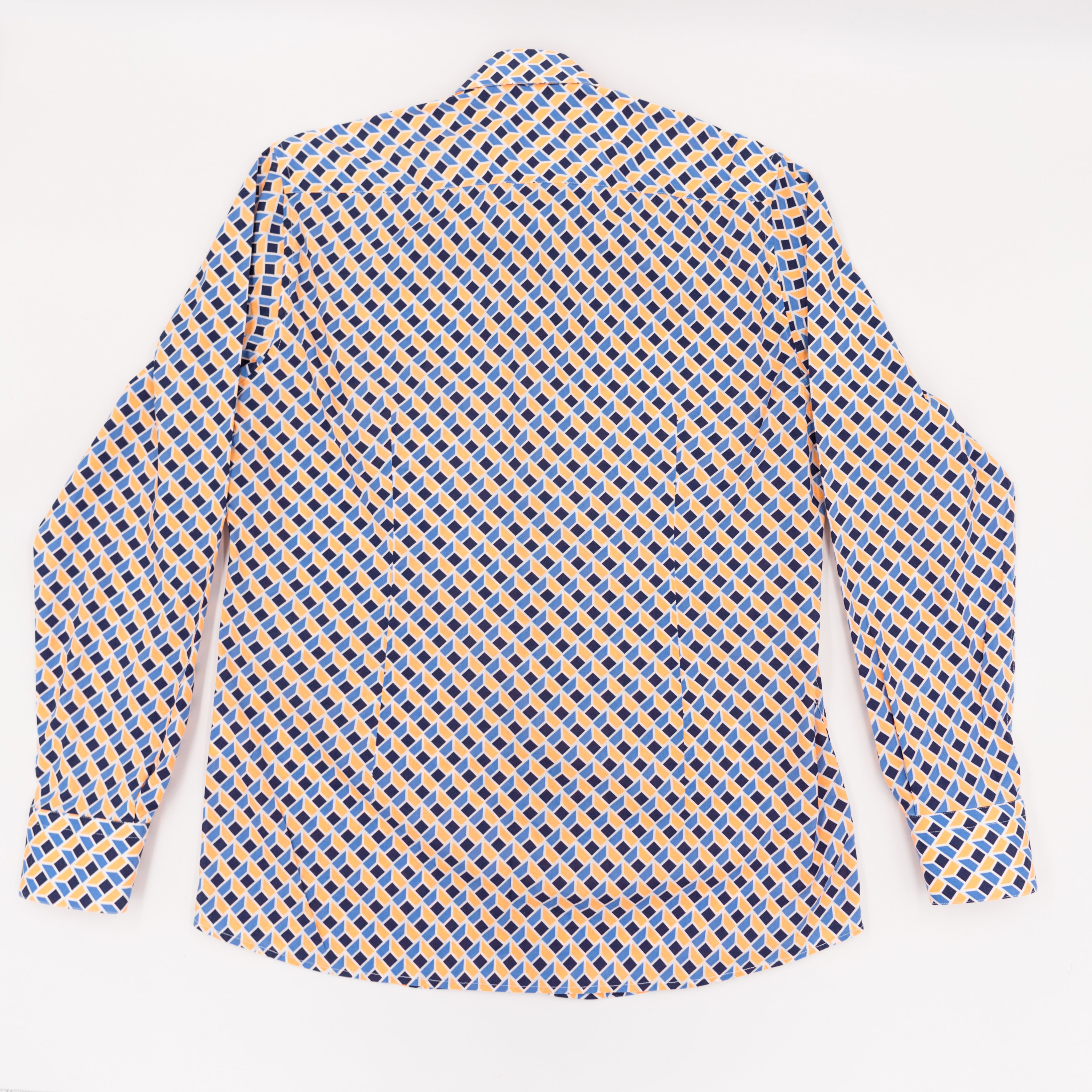 CarRanger Herrenhemd ausgefallen bunt - Quader Orange Blau