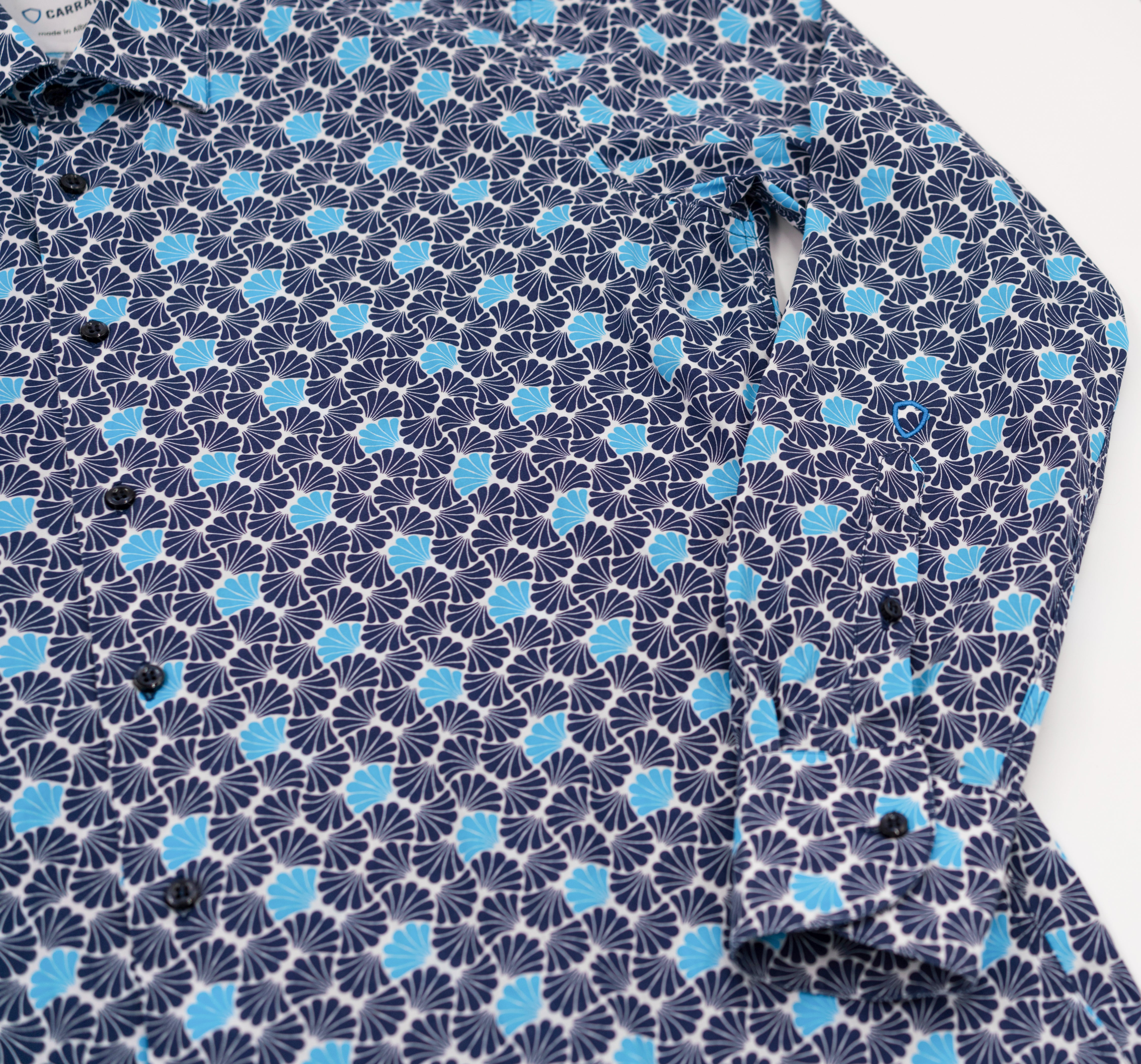 CarRanger Herrenhemd ausgefallen bunt - Muscheln Blau