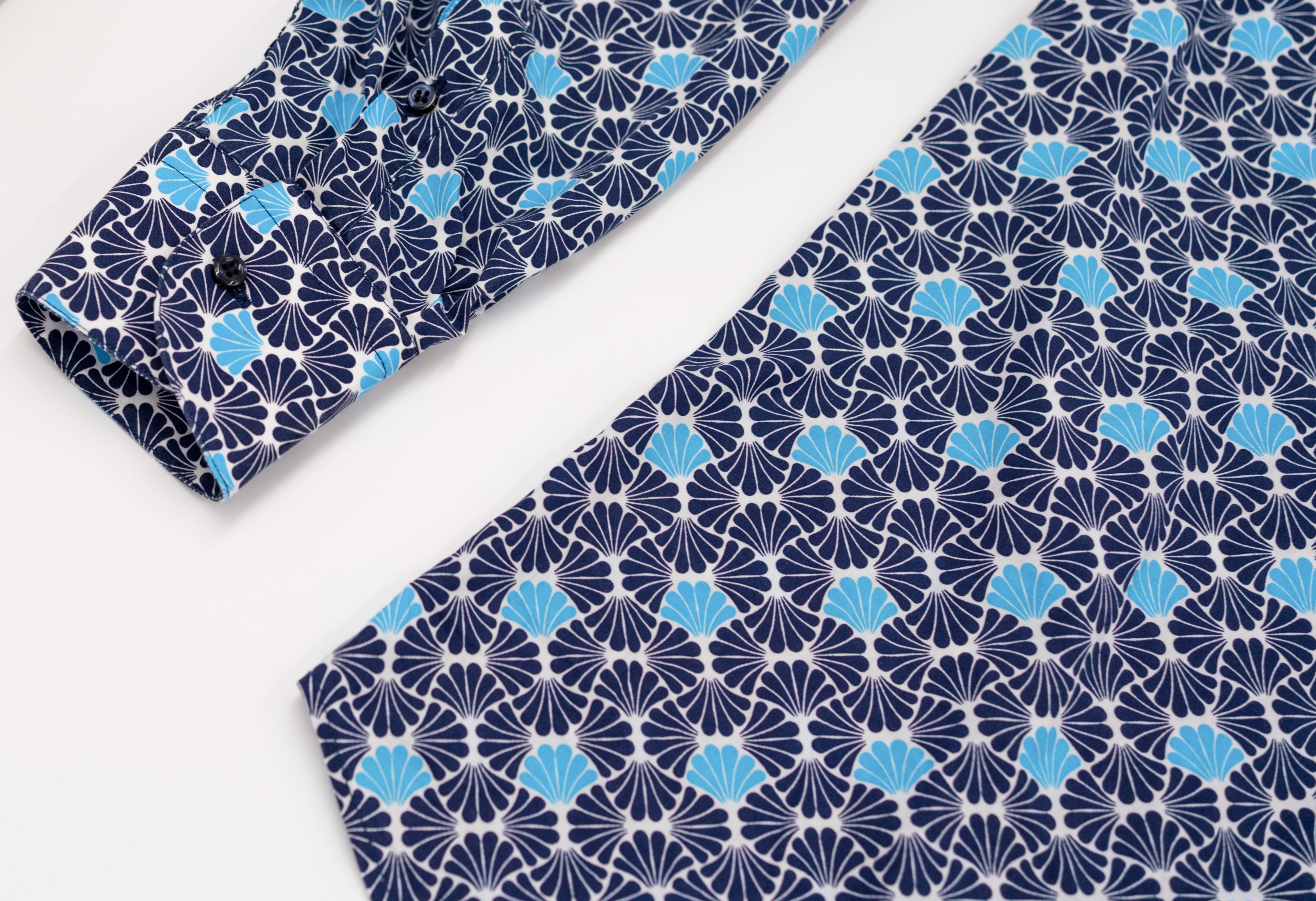 CarRanger Herrenhemd ausgefallen bunt - Muscheln Blau