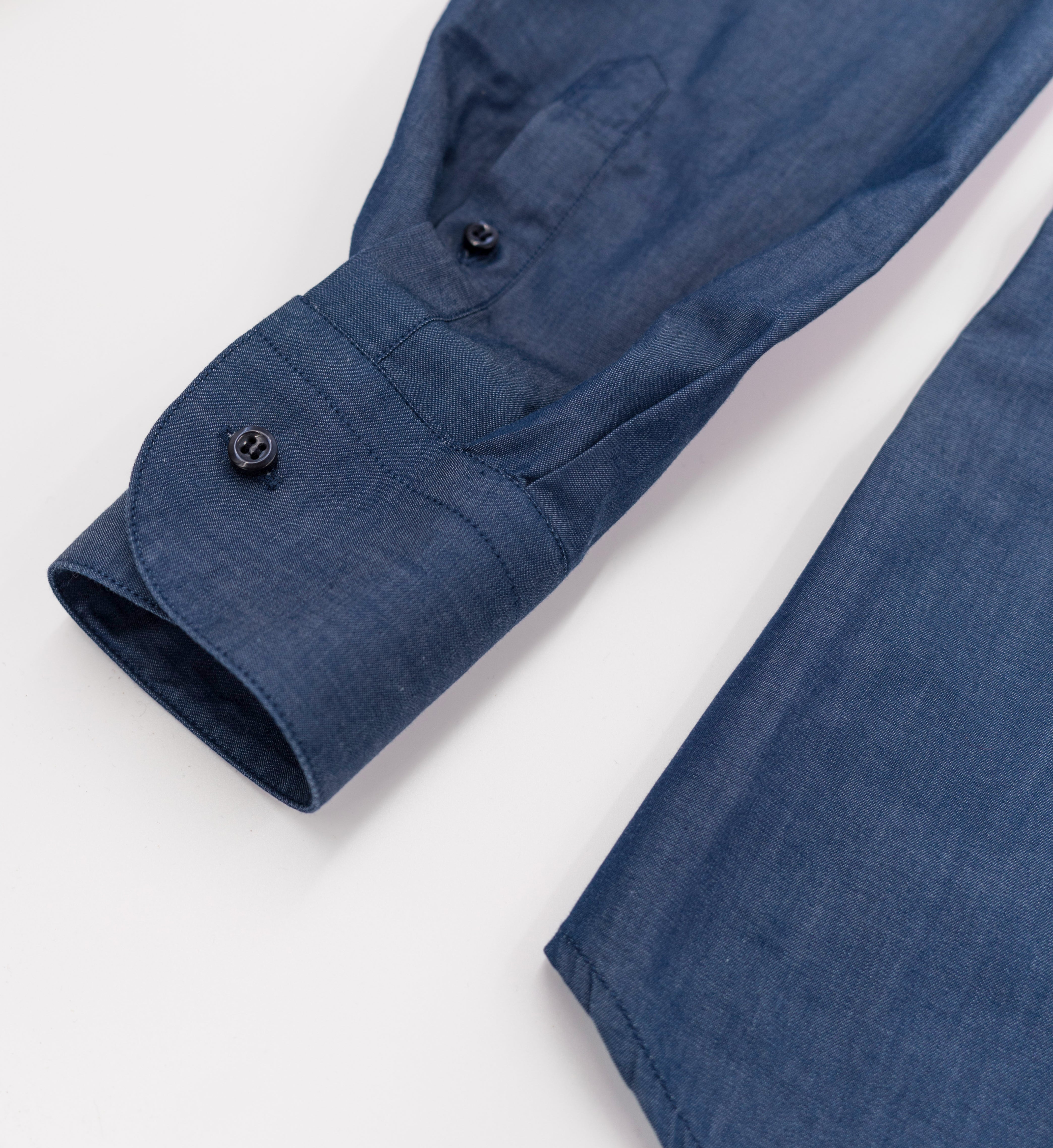 CarRanger Herrenhemd Unifarben - Jeans Dunkelblau