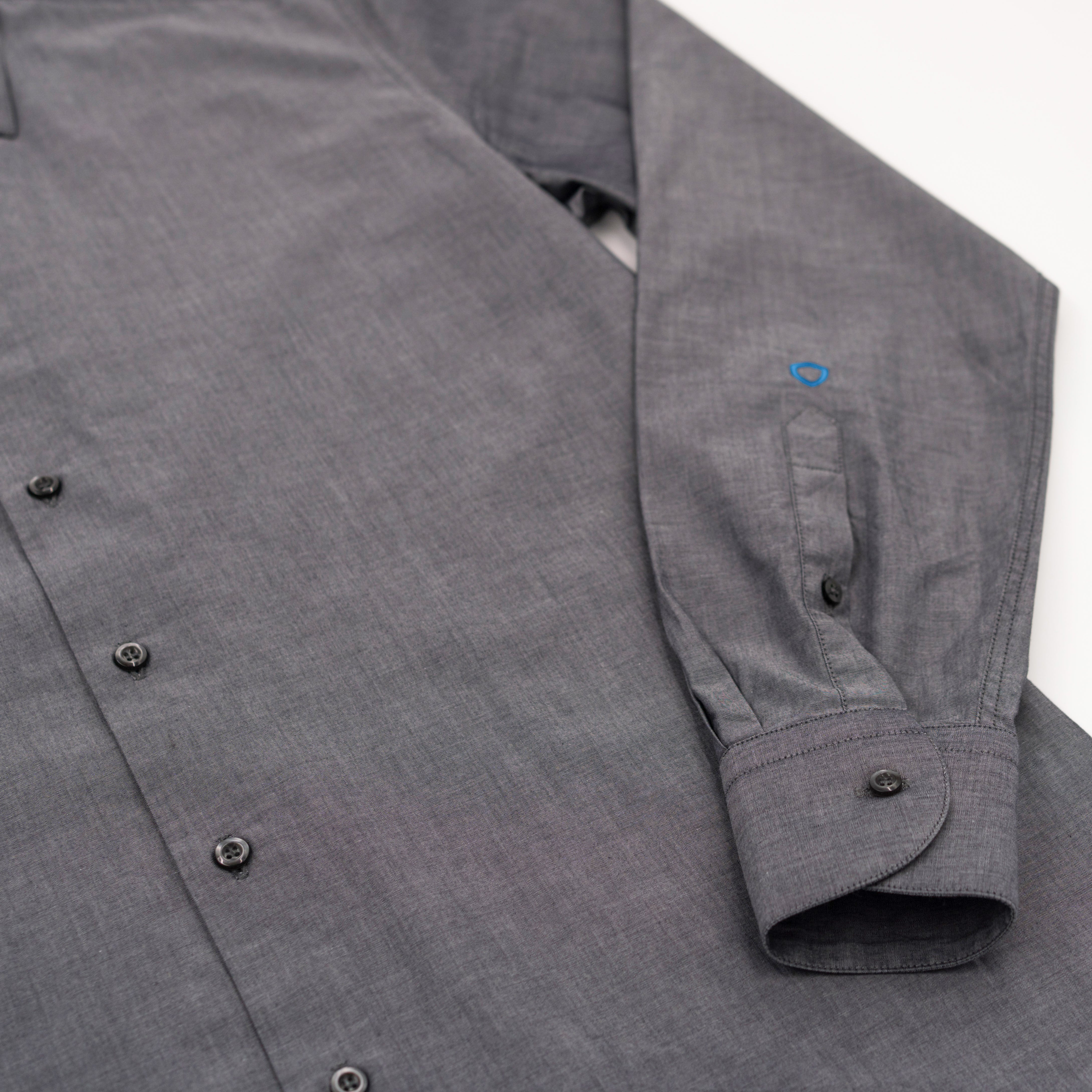 CarRanger Herrenhemd Unifarben - Chambray Jeans Grau