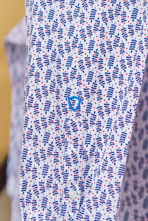 CarRanger Herrenhemd ausgefallen bunt - Wasserlilie Blau Rot